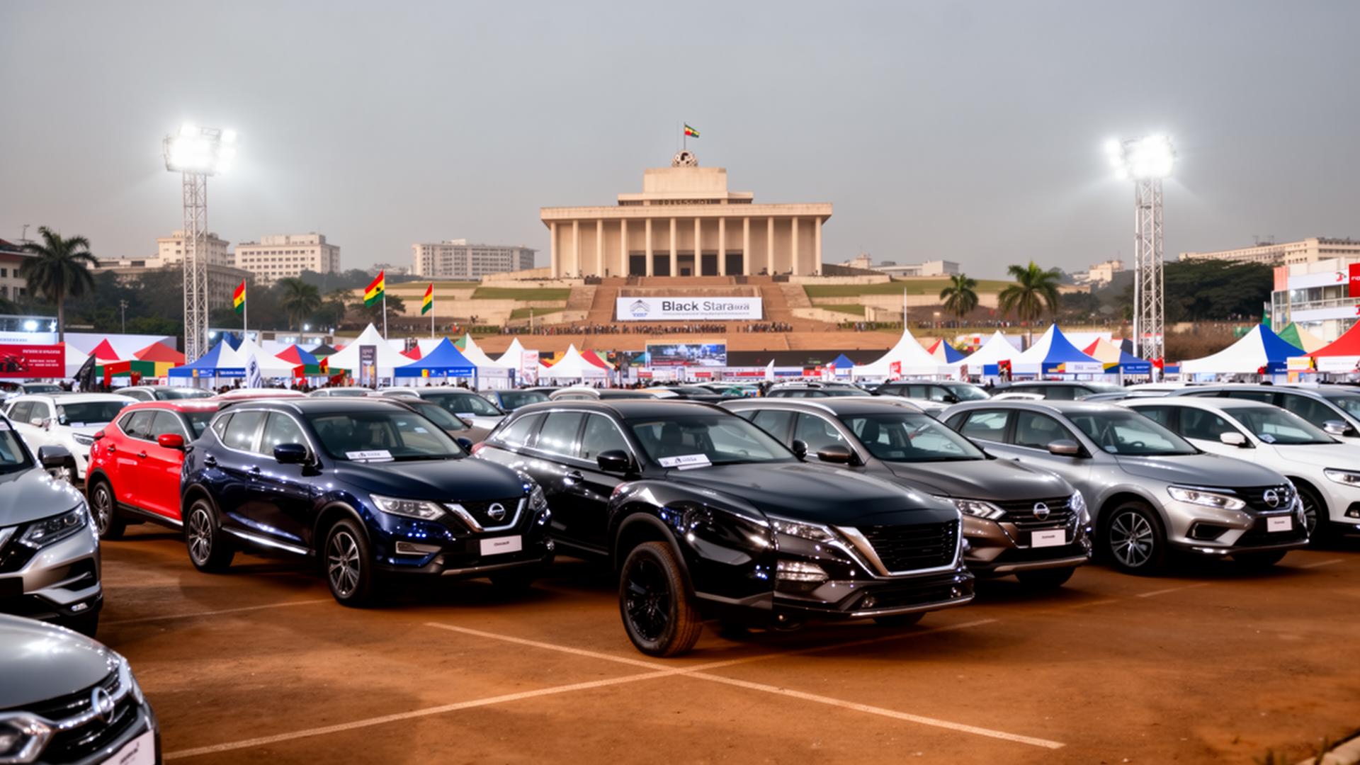 Lineup of cars at Black Star Square