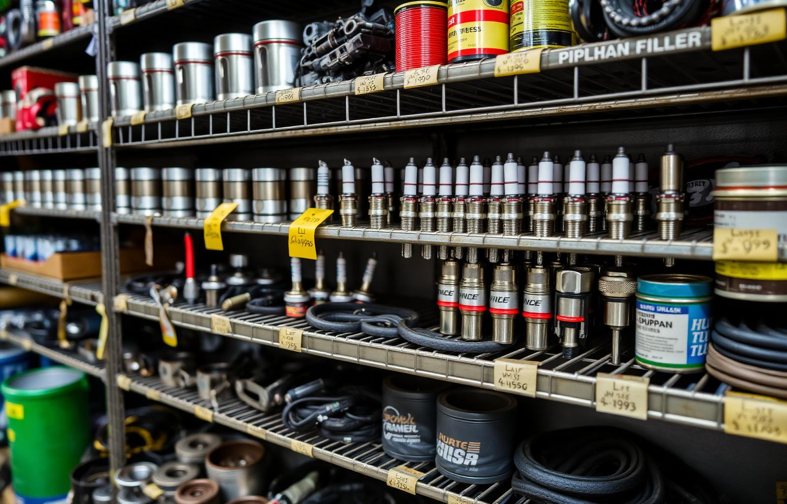 Organized spare parts on Ghanaian dealer shelves